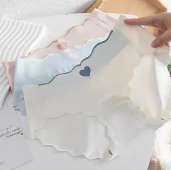 Женские трусики из ледяного шелка, нижнее белье, дышащее бесшовное нижнее белье из очищенного хлопка с промежностью, сексуальные трусы M
