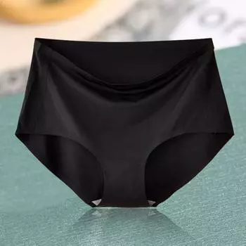 Женские трусики из ледяного шелка, подтягивающие бедра, хлопковые трусы с высокой талией, бесшовное дышащее однотонное нижнее белье L коричневый