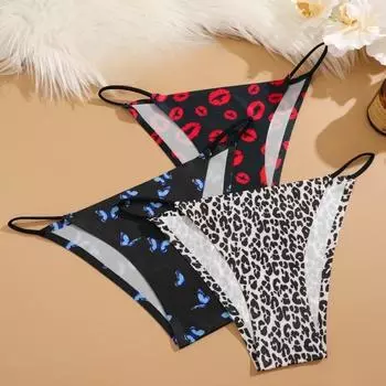 Женские трусики из ледяного шелка, сексуальное бесшовное и бесследное нижнее белье с принтом, утягивающее белье, дизайн талии XS белый