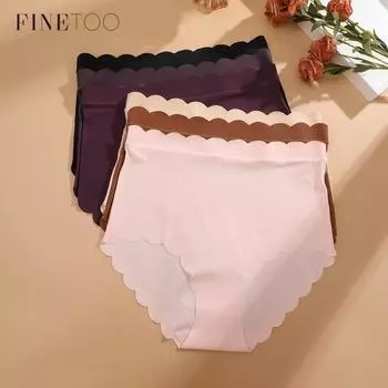 Женские трусики из волнистого и ледяного шелка FINETOO, бесшовные трусы, антибактериальное нижнее белье, S-XXL S чёрный