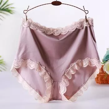 Женские трусики летние с высокой талией сексуальные кружевные шорты Ice трусики большого размера M(Weight:55-75KG) серый
