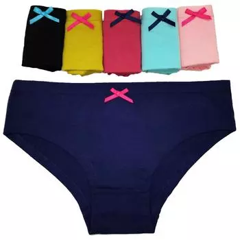 Женские трусики, нижнее белье, хлопковые трусы с милым бантом для девочек, повседневные сексуальные женские трусики с низкой талией, 6 шт./лот M
