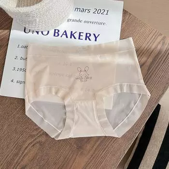 Женские трусики, нижнее белье из ледяного шелка с героями мультфильмов, женские антибактериальные ультратонкие трусы без следов для девочек One Size