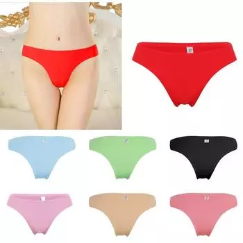 Женские трусики однотонные бесшовные стринги трусы One Size