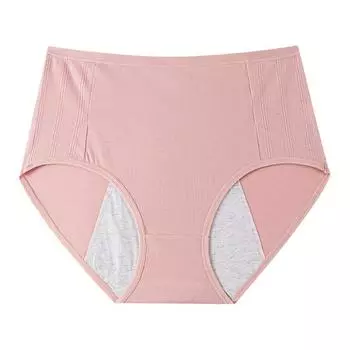 Женские трусики, однотонные, большого размера, мягкие, с высокой талией, бесшовные, эластичные, непромокаемые, для менструального цикла M зелёный