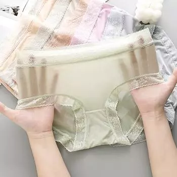 Женские трусики, однотонные, тонкие, дышащие, мягкие, сексуальные, нижнее белье, эластичные бесшовные трусы со средней талией, женские трусы L абрикосовый