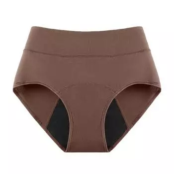 Женские трусики однотонные трехслойные мягкие с высокой талией, бесшовные эластичные S пшеничный