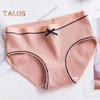 Женские трусики с бантом и нитками, средняя талия, эластичные хлопковые трусы, бесшовные, максимальный комфорт, повседневные спортивные трусы, женское нижнее белье M