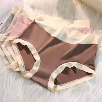 Женские трусики с бантом, соответствующий цвету, хлопковые бесшовные антисептические трусы с высокой талией, мягкие, тонкие, дышащие, впитывающие влагу, эластичные женские трусы, трусы M кофейный