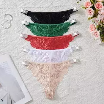 Женские трусики с блестящими пайетками и низкой талией, ажурные кружевные контрастные цвета с цветочной вышивкой, хорошая воздухопроницаемость, женские трусы, женские повседневные трусы M зелёный