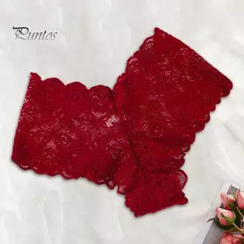 Женские трусики с цветочным кружевом и низкой талией, эластичные сексуальные дышащие трусы для девочек, повседневная одежда и сон M чёрный