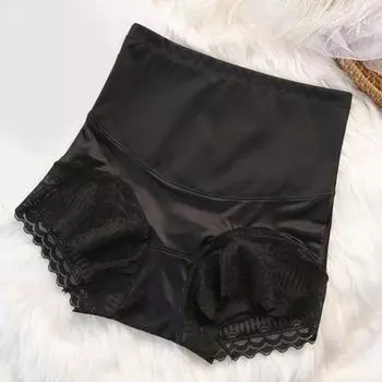 Женские трусики с цветочным принтом и высокой талией, тонкие утягивающие трусы с подтяжкой ягодиц, мягкие антисептические женские интимные трусы, нижнее белье M золотистый