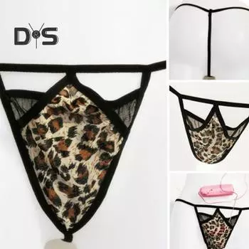Женские трусики с леопардовым принтом и низкой талией на тонких бретельках, сетчатые дышащие порнографические женские трусы с внутренним карманом для секса... One Size Leopard Print