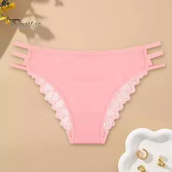 Женские трусики с низкой талией, эластичная кружевная отделка, полые бретели, хорошая воздухопроницаемость, однотонные влагоотводящие трусы для занятий спортом и работы S коричневый