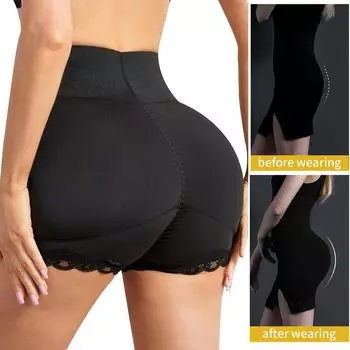 Женские трусики с подтяжкой ягодиц, шорты с подкладкой для задницы, шорты для мальчиков с высокой талией, корректирующее белье для контроля живота, тренажер для талии, нижнее белье для коррекции фигуры S чёрный