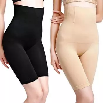 Женские трусики с подтяжкой талии, однотонные бесшовные корректирующее белье для похудения XXXL абрикосовый