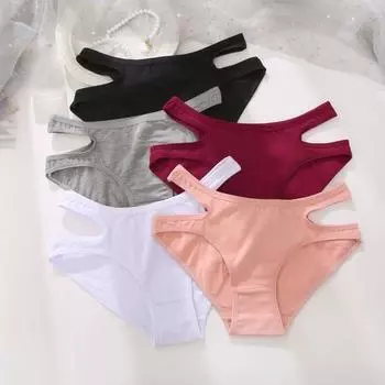 Женские трусики с вырезом и средней талией, однотонные, эластичные, мягкие, антисептические, дышащие, бесшовные L красный