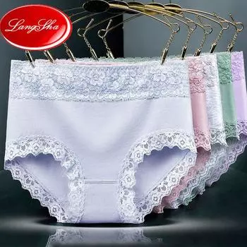 Женские трусики с высокой талией, 5 шт., хлопковые бесшовные сексуальные кружевные женские нижнее белье, трусы, женские трусы
