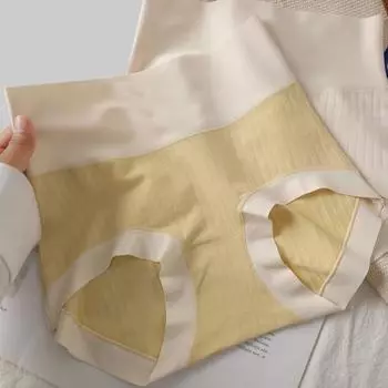 Женские трусики с высокой талией, бесшовные контрастные цвета, с контролем живота, мягкие эластичные быстросохнущие антисептические женские трусы, трусы M чёрный