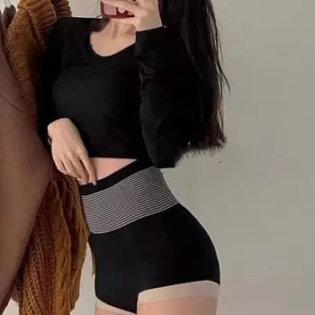 Женские трусики с высокой талией, бесшовные трусики для женщин, трусы с поясом на талии, удобное хлопковое женское нижнее белье, дышащие трусики one size чёрный