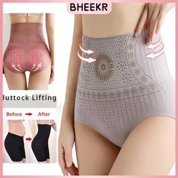 Женские трусики с высокой талией и утягивающим эффектом для живота, эффективно сжигающие жир, подтягивающие ягодицы, корректирующие фигуру, антибактериальные трусы с утягивающим эффектом для живота M телесный