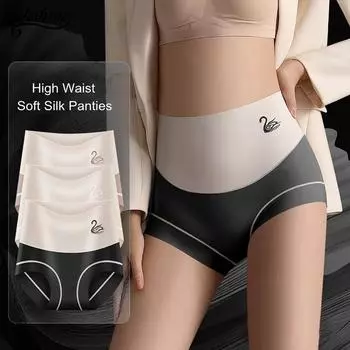 Женские трусики с высокой талией, качественное нижнее белье для коррекции живота, женские мягкие шелковые трусы для коррекции плоского живота, подтяжки бедер, новые M чёрный