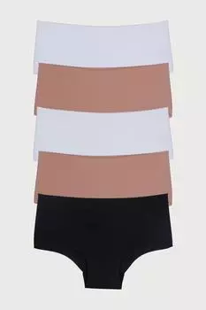 Женские трусики с высокой талией, лазерная резка, гибкие, не оставляющие следов, большие размеры, упаковка из 5 шт.