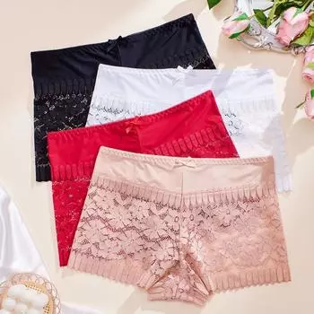Женские трусики с высокой талией, сексуальные хлопковые трусики без следов на животе, кружевные жаккардовые трусики L чёрный