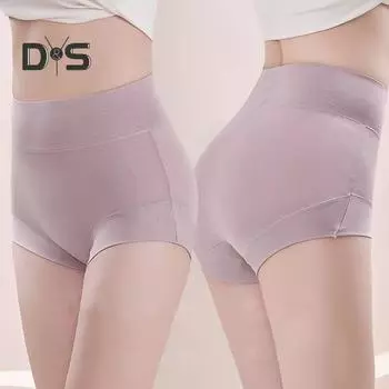 Женские трусики с высокой талией, утягивающие живот, бесшовные, однотонные, эластичные, дышащие, с приподнятой попоной, антисептические трусы, женские трусы, нижнее белье L чёрный