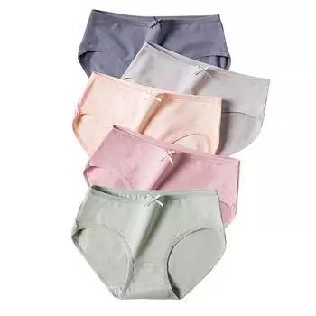 Набор женских хлопковых трусов с милыми принтами. 5 шт L