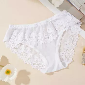 Женские трусики, сексуальные кружевные сетчатые трусики с низкой талией, полупрозрачные дышащие трусики-бикини, женские бесшовные внутренние трусики M белый