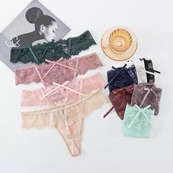 Женские трусики, сексуальные кружевные стринги с низкой посадкой, футболки, трусы One size