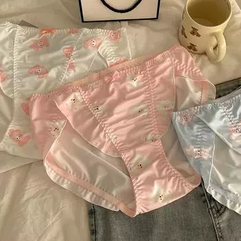 Женские трусики со средней посадкой, дышащее дышащее нижнее белье с подтяжкой талии и милым кроликом XL синий
