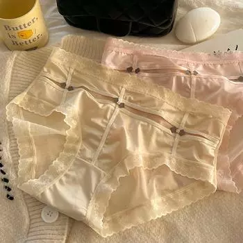 Женские трусики со средней талией, милые дышащие треугольные брюки с кружевными краями, милое нижнее белье M