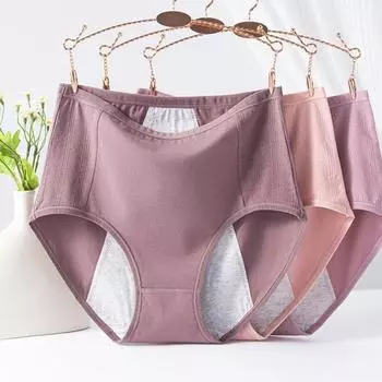 Женские трусики, сплошной цвет, большие размеры, мягкие бесшовные эластичные герметичные трусы с завышенной талией и менструальными трусами, женское нижнее белье M зелёный