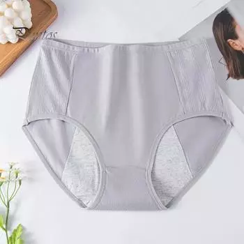 Женские трусики, сплошной цвет, большие размеры, мягкие бесшовные эластичные герметичные трусы с завышенной талией и менструальными трусами, женское нижнее белье M зелёный