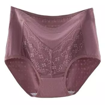Женские трусики среднего возраста, кружевные трусы с высокой талией, контроль живота, бесшовные, сплошной цвет, хорошая воздухопроницаемость, женские трусы, женское повседневное нижнее белье XXXL