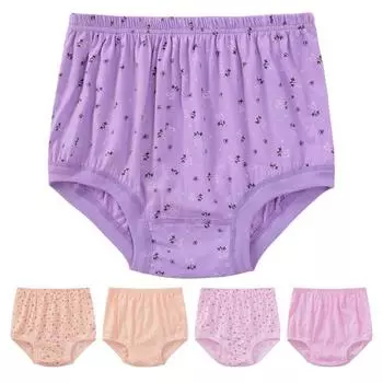 Женские трусики среднего возраста с принтом и эластичной резинкой на талии, свободные хлопковые трусы больших размеров с высокой талией для мамы и бабушки, повседневная одежда, спортивные трусы C жёлтый