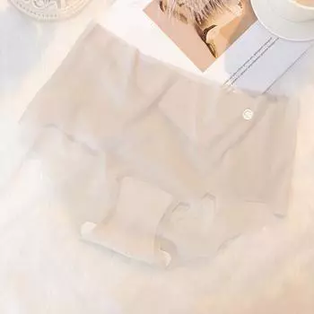 Женские трусики средней талии бесшовные тонкие высокоэластичные сплошного цвета с хорошей воздухопроницаемостью для женщин M слоновая кость