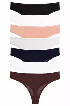 Женские трусики-стринги из бамбука и лайкры, антибактериальные, упаковка из 7 шт.