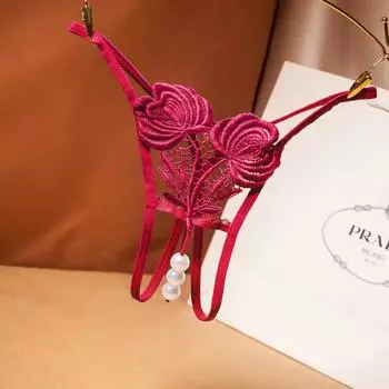 Женские трусики-стринги с вышивкой, сексуальное женское нижнее белье, трусики M