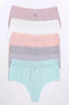 Женские трусики-стринги с высокой талией, большие размеры, упаковка из 5 шт.