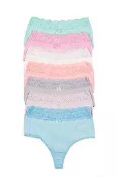 Женские трусики-стринги с высокой талией, большие размеры, упаковка из 7 шт.