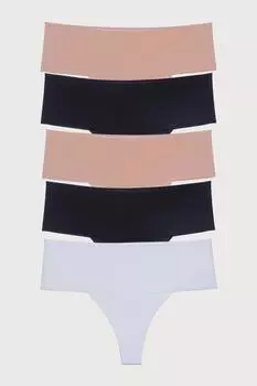 Женские трусики, стринги с высокой талией, лазерная резка, гибкие, не оставляющие следов, большой размер, упаковка из 5 шт.