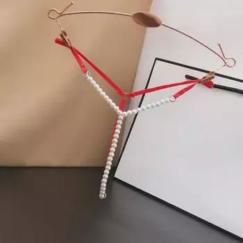 Женские трусики-стринги с заниженной талией и открытым шаговым швом с жемчугом - сексуальные, соблазнительные и страстные One Size