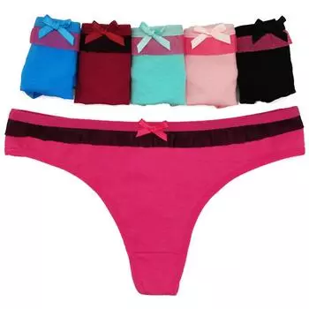 Женские трусики-стринги, женские стринги, сексуальное женское белье, женское хлопковое нижнее белье для женщин, однотонные трусики Tanga Mujer, 6 шт./лот M