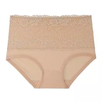 Женские трусы, эластичные, дышащие, мягкие, с высокой талией, однотонные, с вышивкой, кружевные, сращивание, нижнее белье больших размеров M
