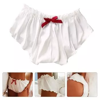 Женские трусы, атласное нижнее белье, однотонные бесшовные пижамы, шорты размера плюс, сексуальное женское белье S белый