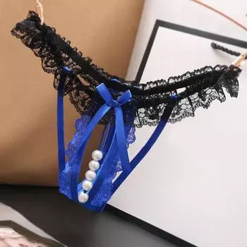 Женские трусы Babydoll, массажные трусики с жемчугом, кружевные стринги, сексуальные женские стринги с бантом, милое домашнее нижнее белье M