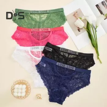 Женские трусы, бесшовные кружевные трусы со стразами и декором, сплошной цвет, цветочная вышивка, эластичные тонкие женские трусы со средней талией, спортивные повседневные трусики M розовый